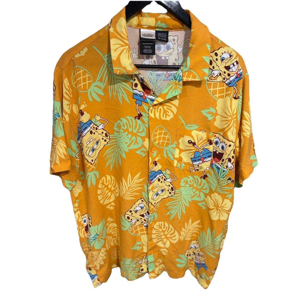Spongebob Squarepants Shirt XL Orange Comfy Beach Holiday Bring The Fun Shirt